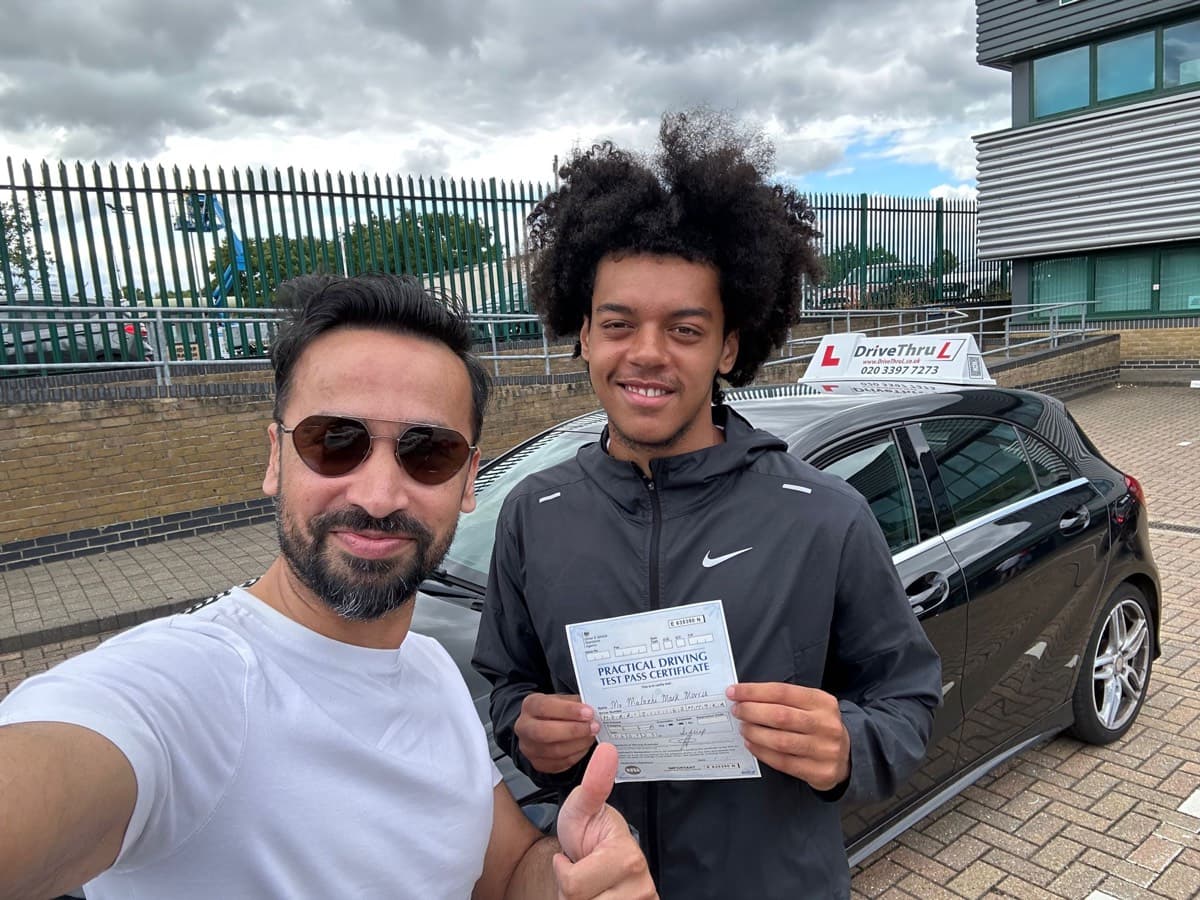 Student and instructor selfie on pass day in East London
