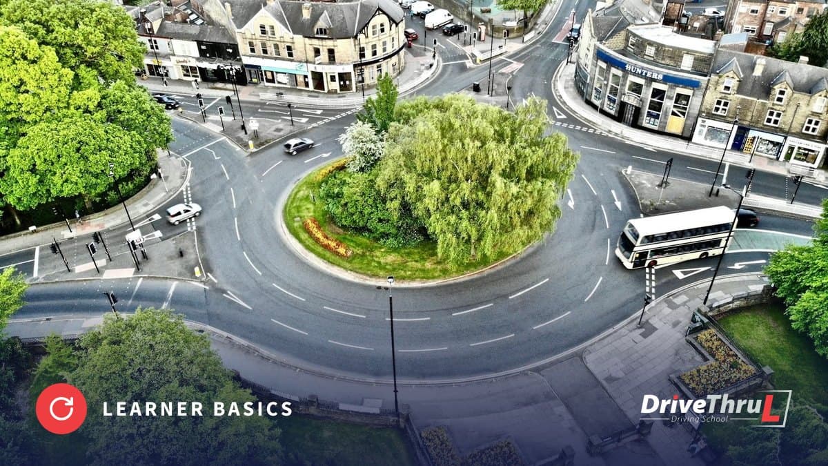 A town roundabout seen from above