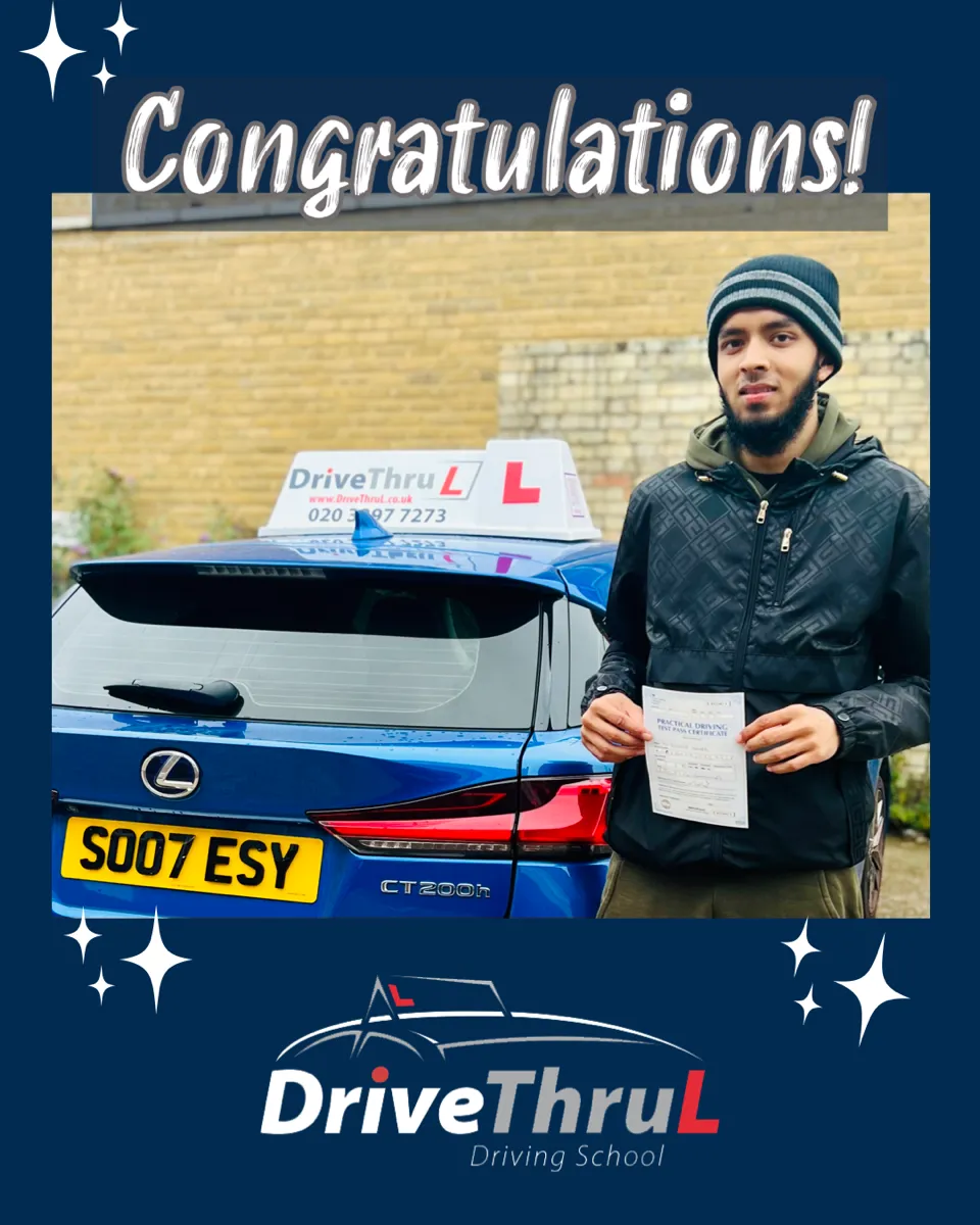 Student passed first time driving test East London