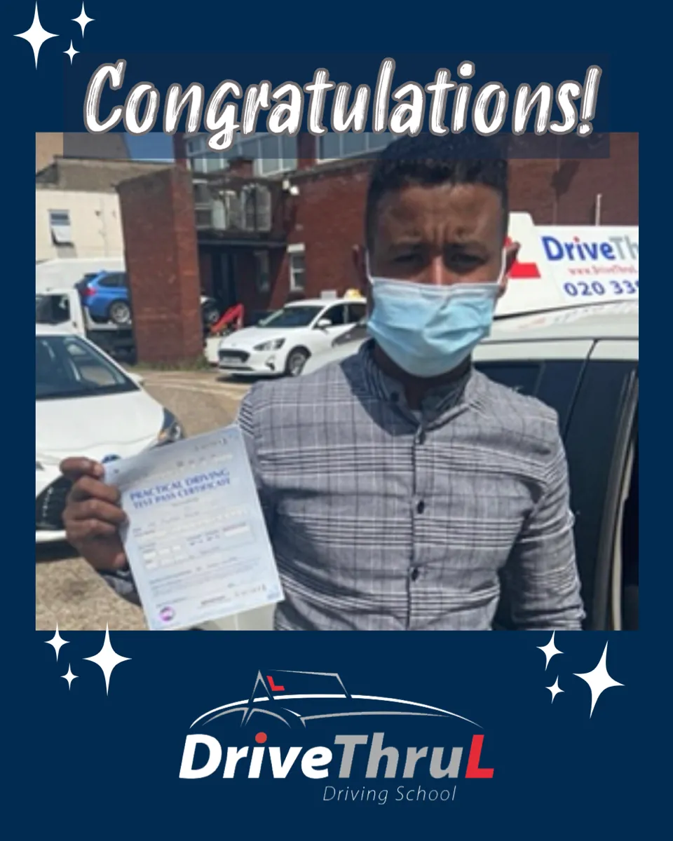 Student celebrating first time pass with DriveThruL