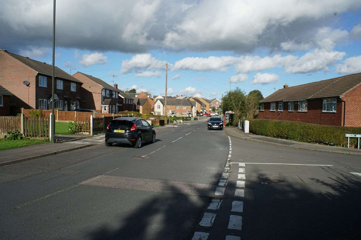 A car on a residential street